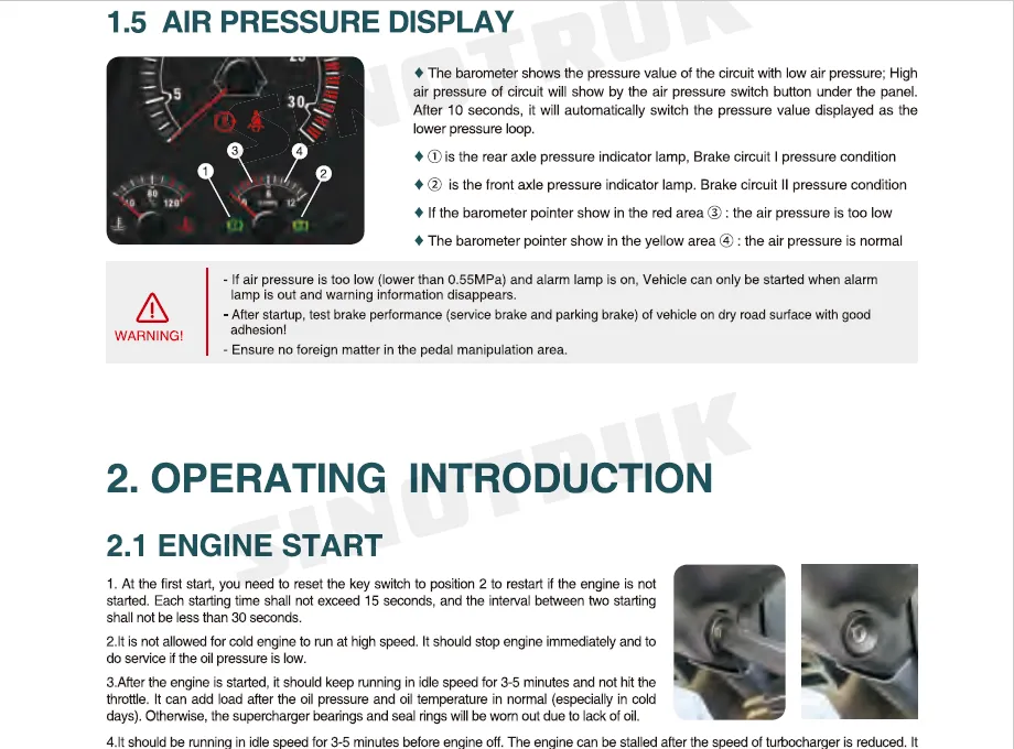 Howo TX Series Vehicle Drivers Manual