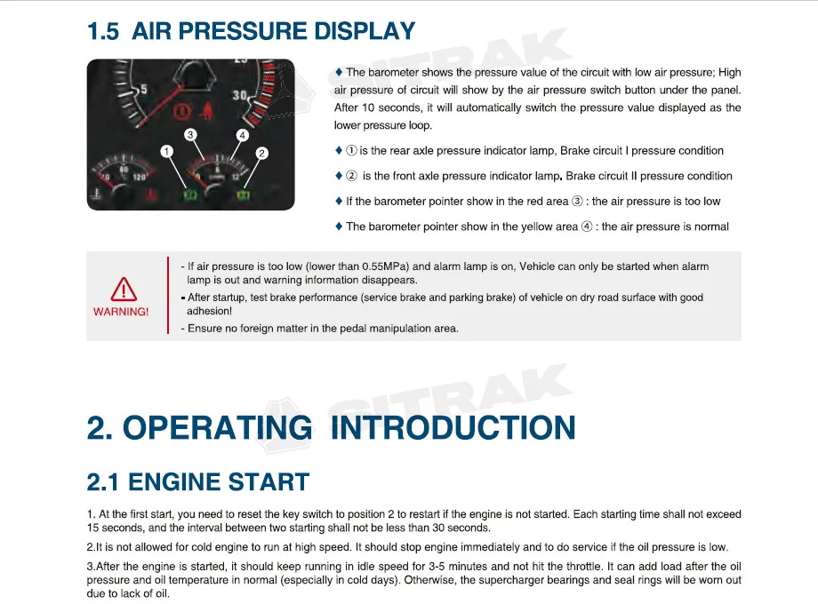 Sitrak Series Vehicle Drivers Manual