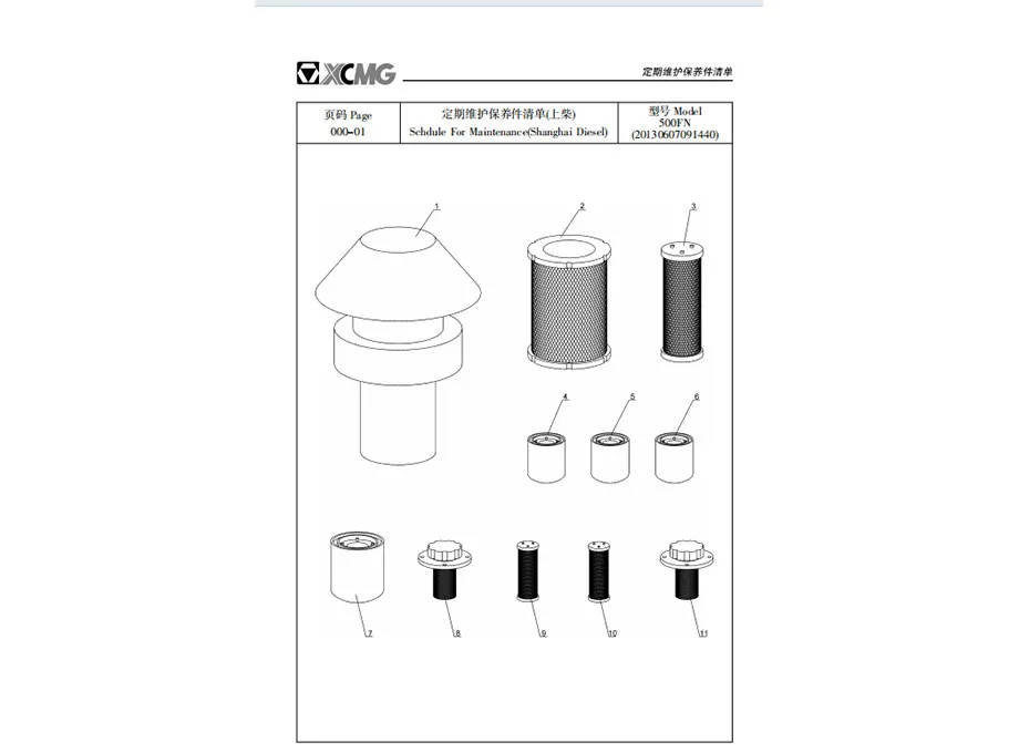 XCMG LW500FN Wheel Loader Parts Manual PDF