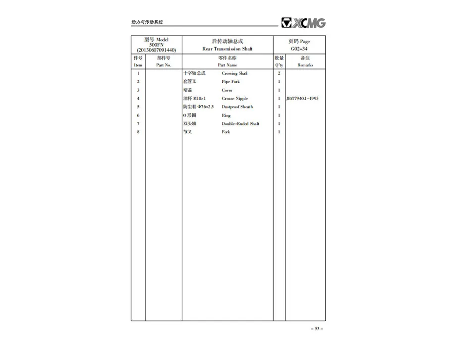 XCMG LW500FN Wheel Loader Parts Manual PDF