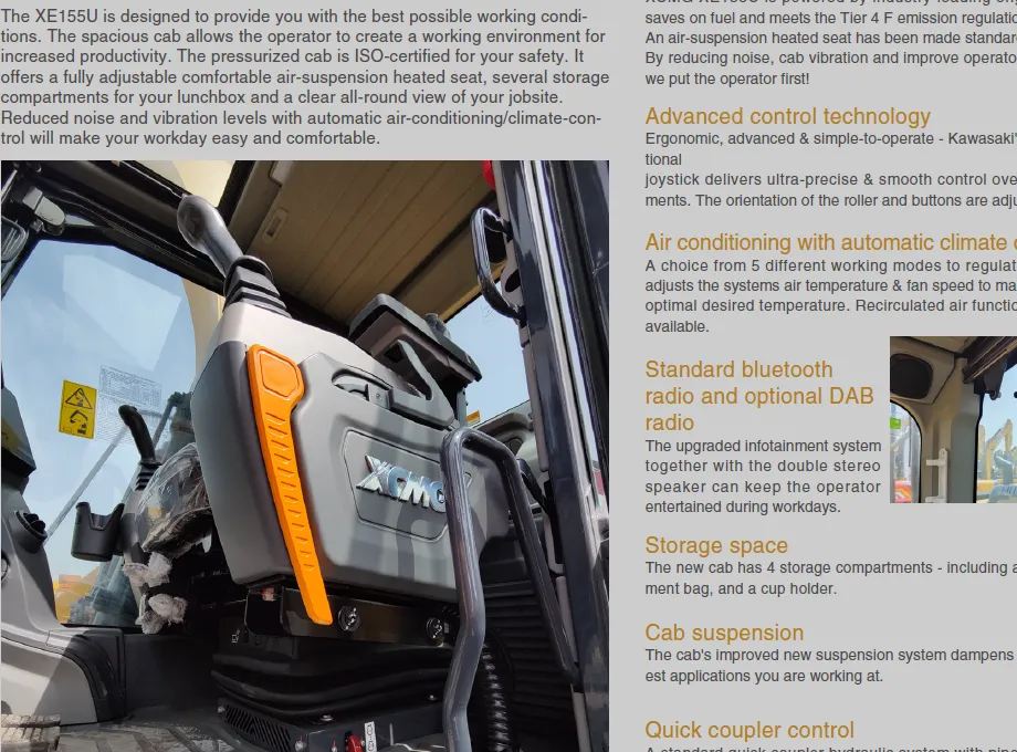 Hydraulic Excavators XE155U Brochure