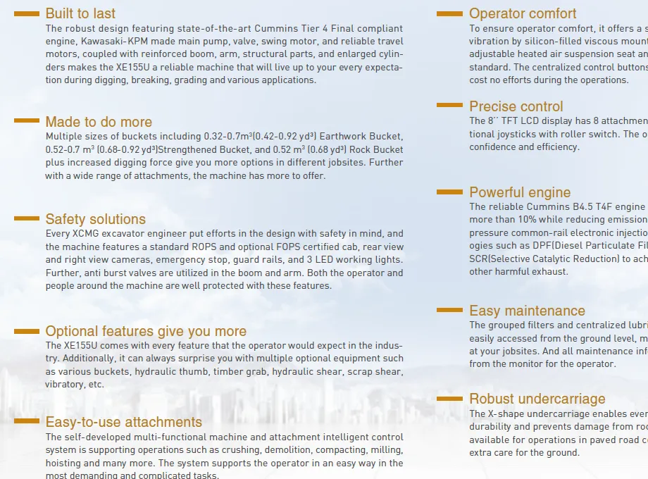 Hydraulic Excavators XE155U Brochure